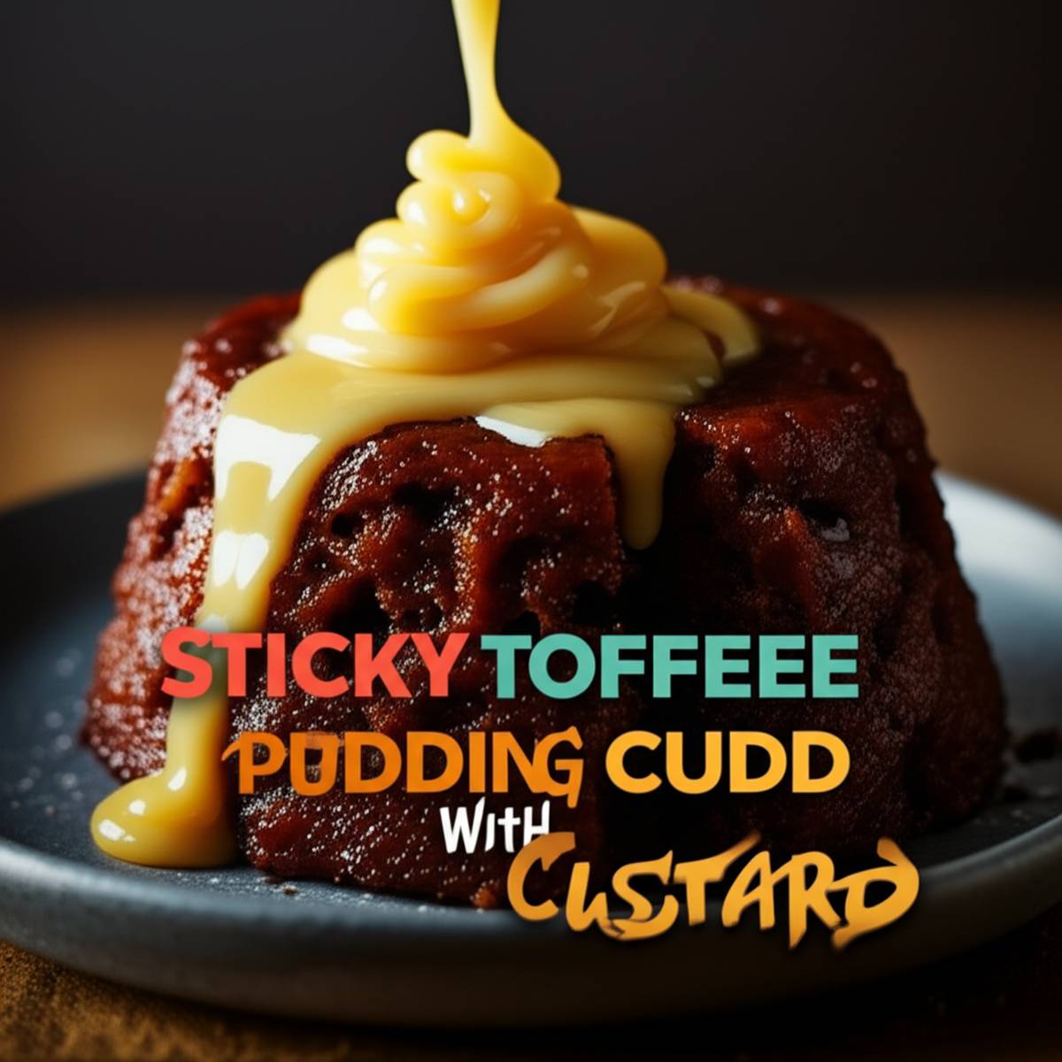 پودینگ تافی با سس کاستارد ( Sticky Toffee Pudding with Custard)